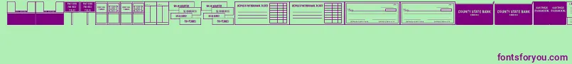 BankVisitJl-fontti – violetit fontit vihreällä taustalla