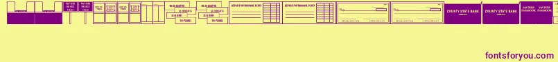 BankVisitJl-fontti – violetit fontit keltaisella taustalla