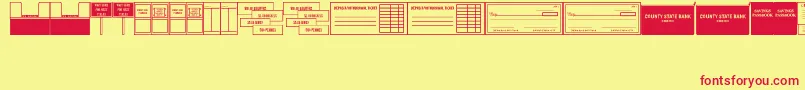 BankVisitJl-fontti – punaiset fontit keltaisella taustalla