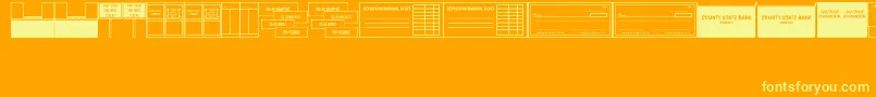 Fonte BankVisitJl – fontes amarelas em um fundo laranja