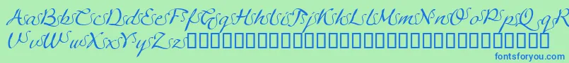 LinotypeagogoSwashfour-Schriftart – Blaue Schriften auf grünem Hintergrund