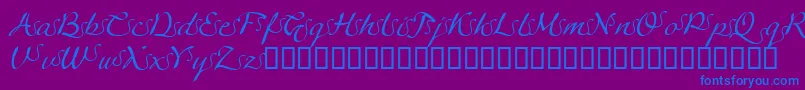 LinotypeagogoSwashfour-Schriftart – Blaue Schriften auf violettem Hintergrund