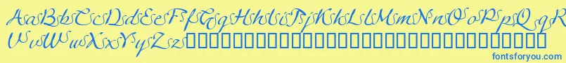 LinotypeagogoSwashfour-Schriftart – Blaue Schriften auf gelbem Hintergrund