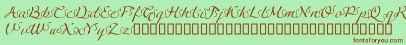 LinotypeagogoSwashfour-Schriftart – Braune Schriften auf grünem Hintergrund