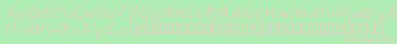 LinotypeagogoSwashfour-fontti – vaaleanpunaiset fontit vihreällä taustalla