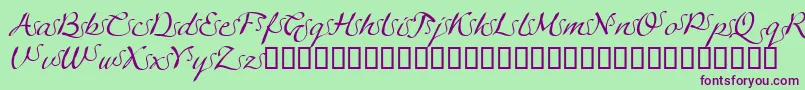 LinotypeagogoSwashfour-Schriftart – Violette Schriften auf grünem Hintergrund