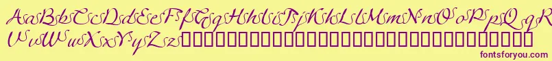 LinotypeagogoSwashfour-Schriftart – Violette Schriften auf gelbem Hintergrund