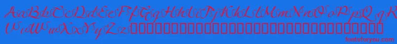 LinotypeagogoSwashfour Font – Red Fonts on Blue Background