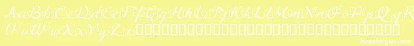 フォントLinotypeagogoSwashfour – 黄色い背景に白い文字