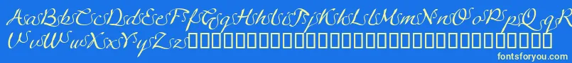 LinotypeagogoSwashfour Font – Yellow Fonts on Blue Background