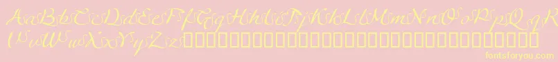 フォントLinotypeagogoSwashfour – 黄色のフォント、ピンクの背景