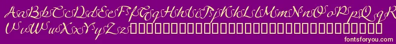 LinotypeagogoSwashfour Font – Yellow Fonts on Purple Background