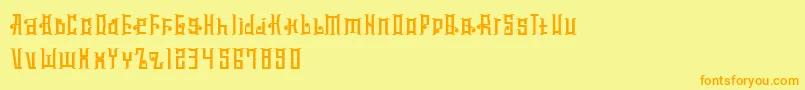 MuclageType Font – Orange Fonts on Yellow Background