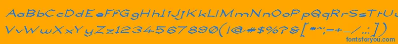 LlynfyrchFwyrrdynnSemibold Font – Blue Fonts on Orange Background