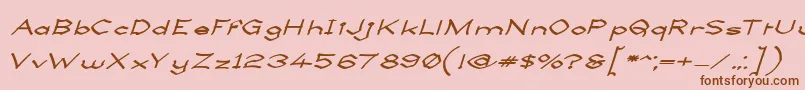 LlynfyrchFwyrrdynnSemibold-Schriftart – Braune Schriften auf rosa Hintergrund