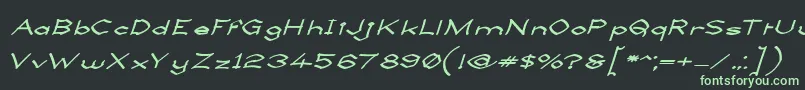 フォントLlynfyrchFwyrrdynnSemibold – 黒い背景に緑の文字
