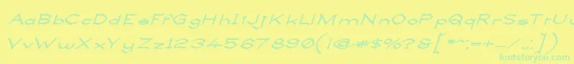 Fonte LlynfyrchFwyrrdynnSemibold – fontes verdes em um fundo amarelo