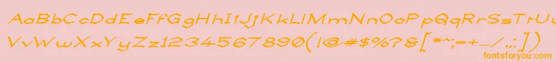 Weitere Informationen zur LlynfyrchFwyrrdynnSemibold-Schriftart LlynfyrchFwyrrdynnSemibold-Schriftart – Orangefarbene Schriften auf rosa Hintergrund