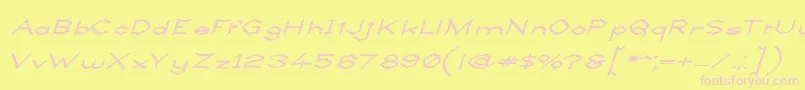 Fonte LlynfyrchFwyrrdynnSemibold – fontes rosa em um fundo amarelo