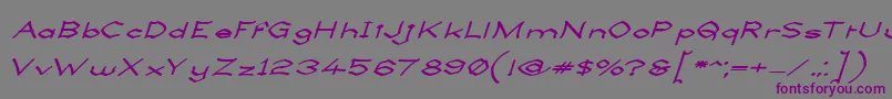 フォントLlynfyrchFwyrrdynnSemibold – 紫色のフォント、灰色の背景