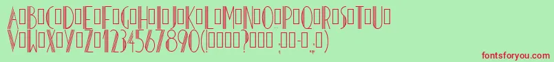 Hoteldesarts1929-Schriftart – Rote Schriften auf grünem Hintergrund