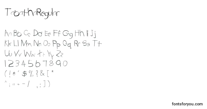 Schriftart TabathaRegular – Alphabet, Zahlen, spezielle Symbole