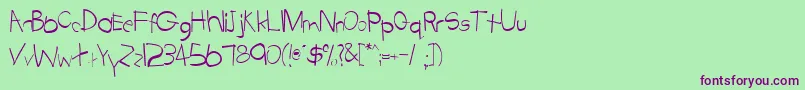 TabathaRegular Font – Purple Fonts on Green Background