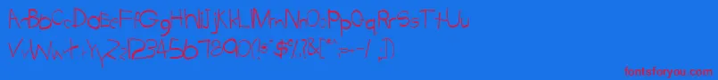 TabathaRegular Font – Red Fonts on Blue Background