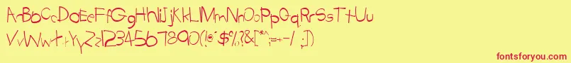 TabathaRegular-fontti – punaiset fontit keltaisella taustalla