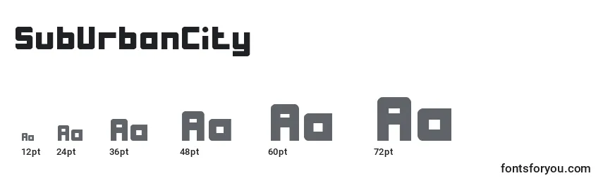 SubUrbanCity Font Sizes