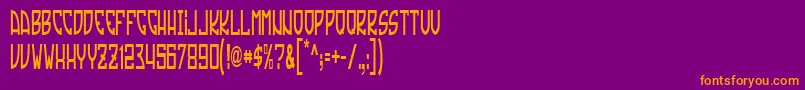TradizioneSlim-Schriftart – Orangefarbene Schriften auf violettem Hintergrund