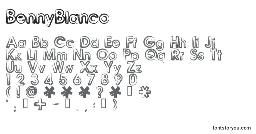 Czcionka BennyBlanco – alfabet, cyfry, specjalne znaki