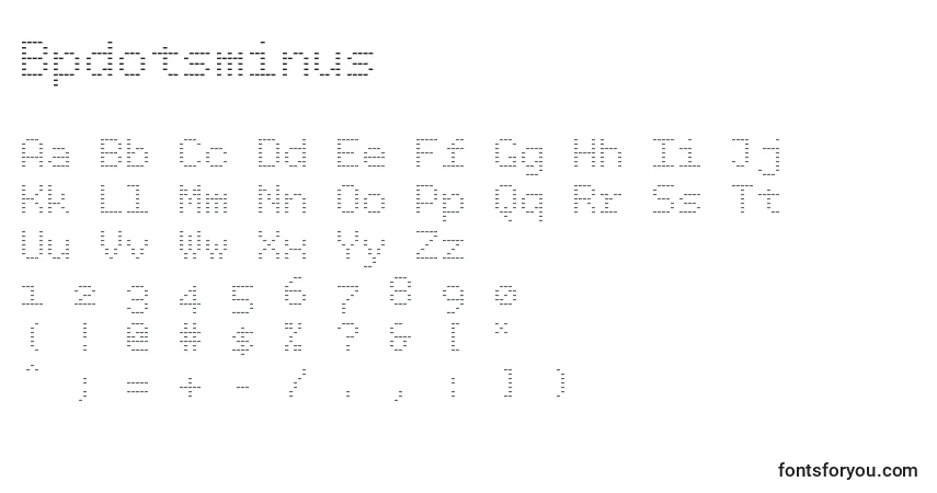 A fonte Bpdotsminus – alfabeto, números, caracteres especiais