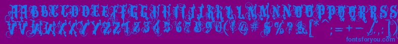 Dominatrix Font – Blue Fonts on Purple Background