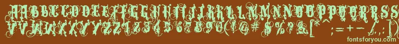 Dominatrix Font – Green Fonts on Brown Background