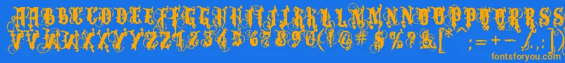 Dominatrix Font – Orange Fonts on Blue Background