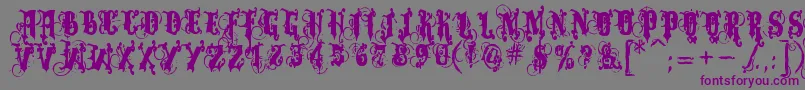 Dominatrix-Schriftart – Violette Schriften auf grauem Hintergrund