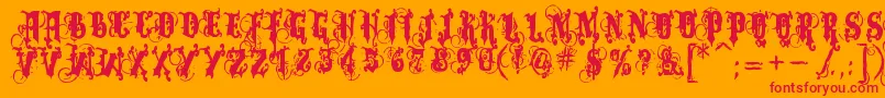 Dominatrix Font – Red Fonts on Orange Background