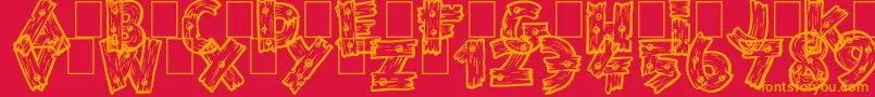 フォントWildTrails – 赤い背景にオレンジの文字