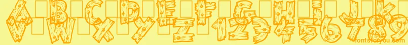 フォントWildTrails – オレンジの文字が黄色の背景にあります。