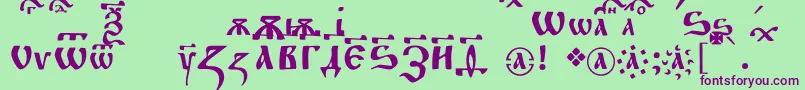 フォントFitachirchc – 緑の背景に紫のフォント