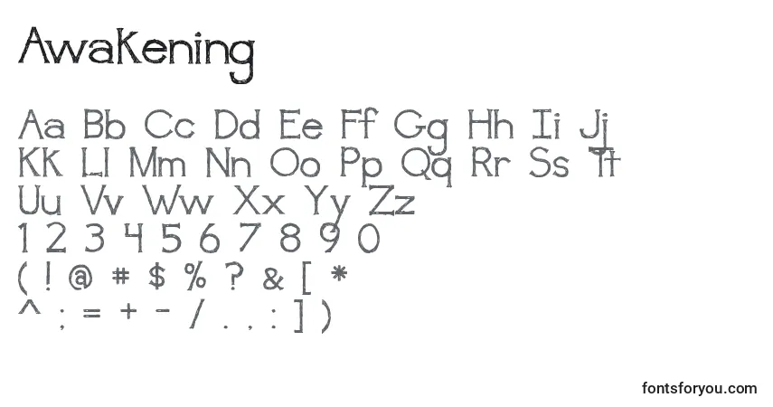 Шрифт Awakening – алфавит, цифры, специальные символы