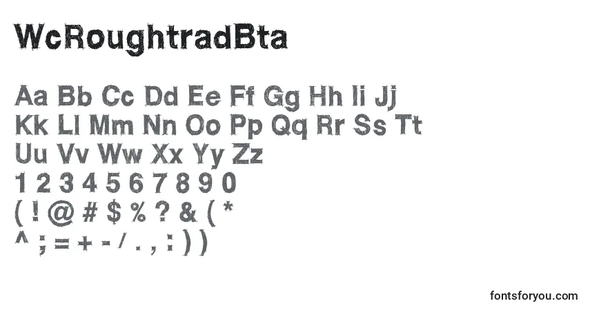 Czcionka WcRoughtradBta – alfabet, cyfry, specjalne znaki