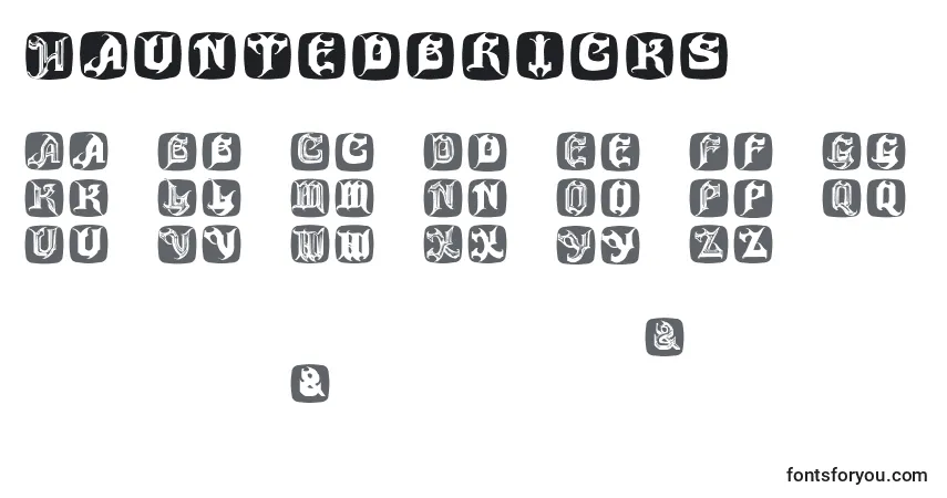 Czcionka Hauntedbricks – alfabet, cyfry, specjalne znaki