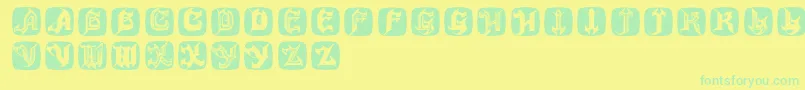 Hauntedbricks Font – Green Fonts on Yellow Background
