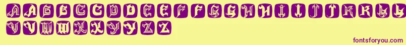 Hauntedbricks Font – Purple Fonts on Yellow Background