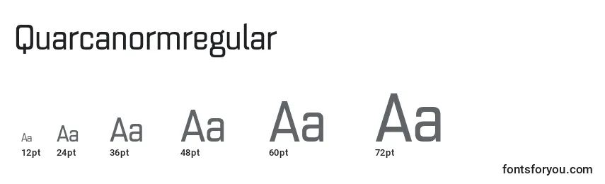 Размеры шрифта Quarcanormregular