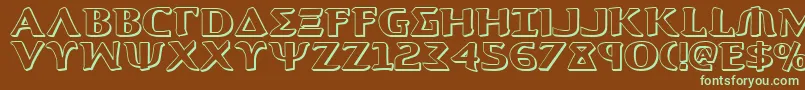Aegis13D-fontti – vihreät fontit ruskealla taustalla