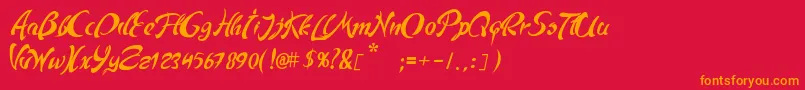 フォントAndriko – 赤い背景にオレンジの文字