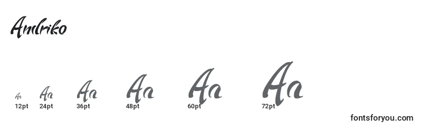 Andriko Font Sizes